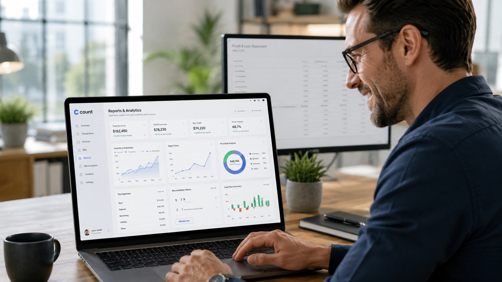 Professional reviewing Ccount bookkeeping reports